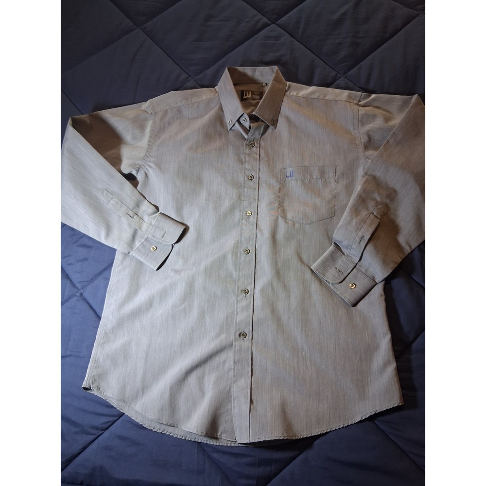 Dunhill London Mens Grey Cotton Button Down Dress Shirt Made in Italy Size 16.5